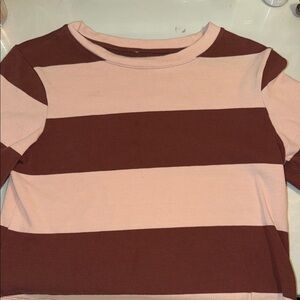 GAP Blush and Chocolate Striped Blouse